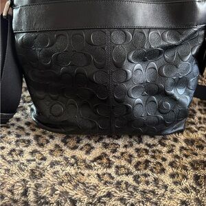 Coach Black Embossed Leather Messenger Bag